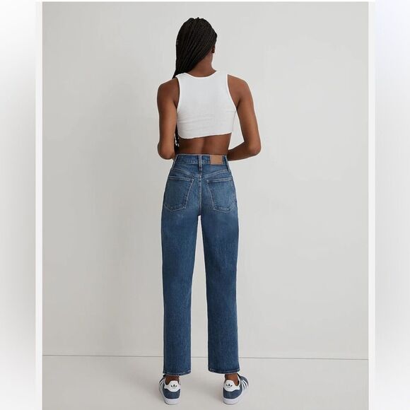 New MADEWELL The Mid Rise Perfect Vintage Straight Jean Jeans Dark Wash Size 23 - Picture 5 of 15
